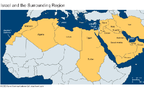 Kort Over Arabiske Lande De arabiske naboer | Israel Info Kort Over Arabiske Lande