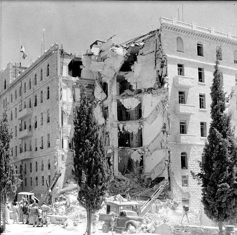 Hotel King David efter Irguns angreb i juli 1946
